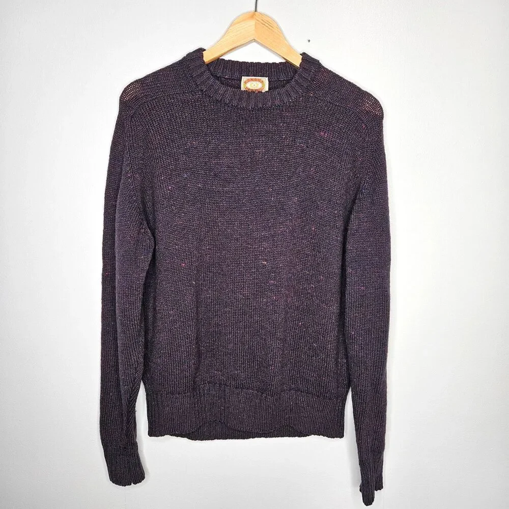 Vtg 80s BANANA REPUBLIC Confetti Wool Sweater XL Purple Banana Label Classic